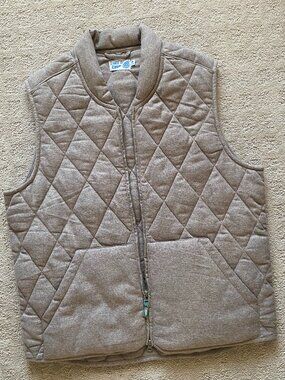 Wellen Huckberry Seawool Bubble Vest Large Tan Sustainable Quilted